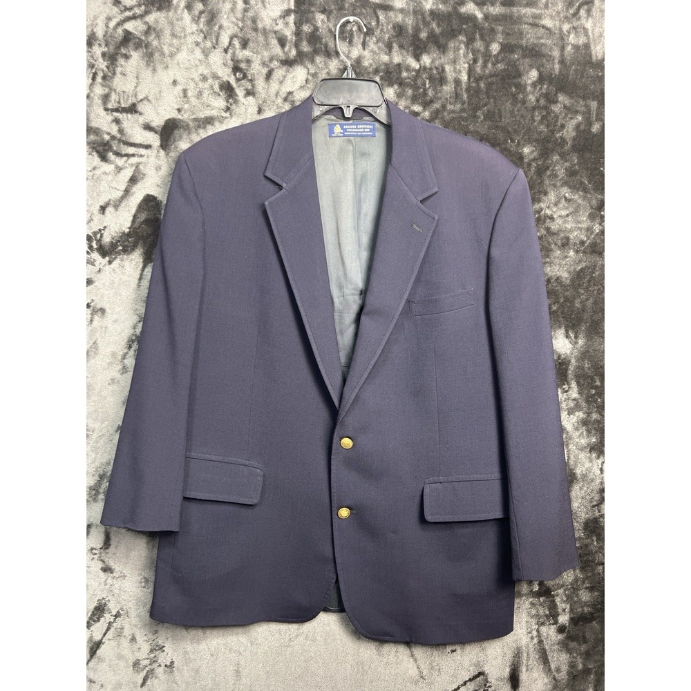 Vintage Brooks Brothers 44R Navy Wool Blazer Gold Buttons Classic USA